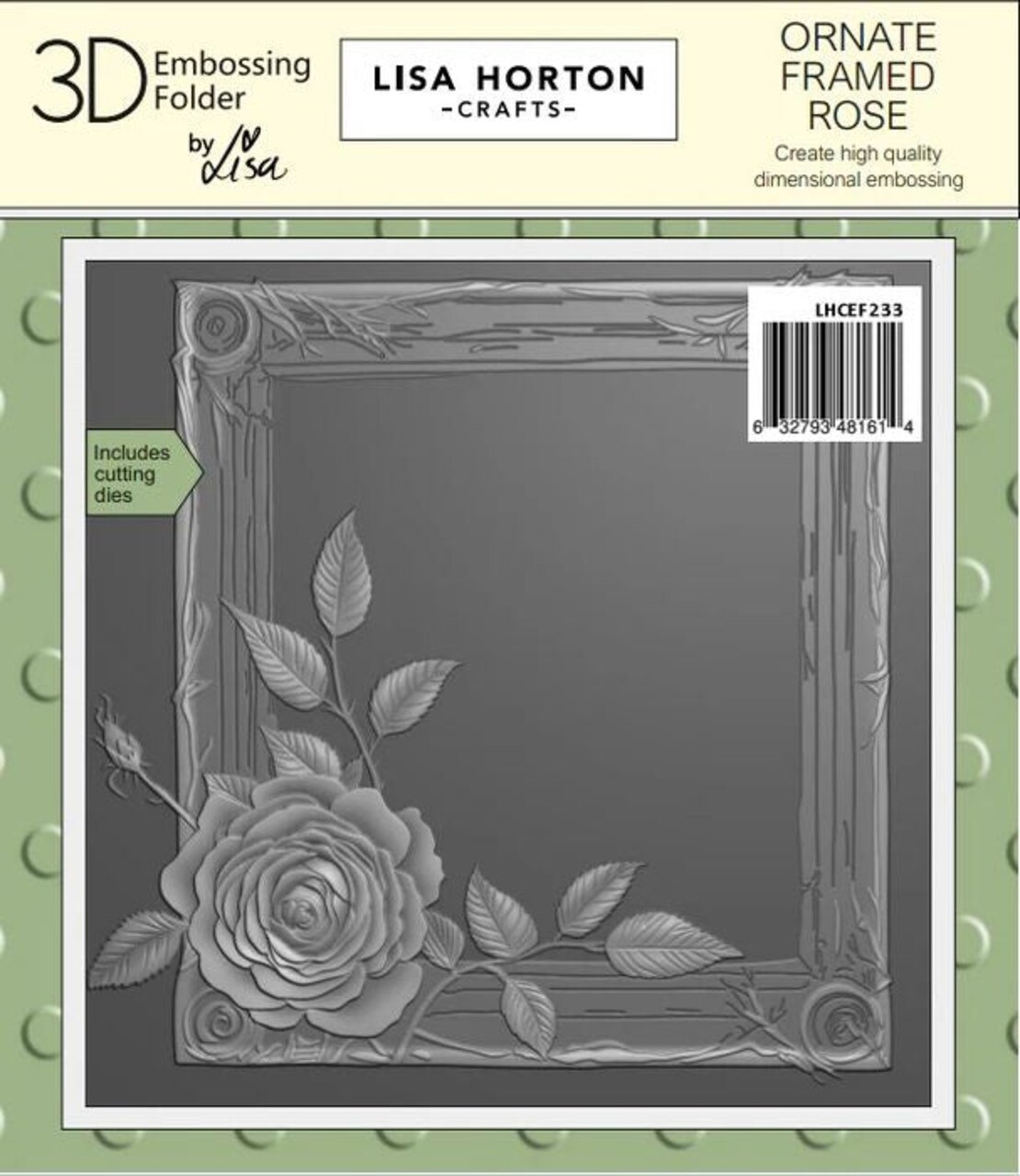 Lisa Horton Crafts Ornate Framed Rose 6x6 3D Embossing Folder & Dies